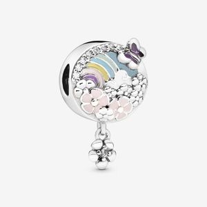 Pandora Rainbow and Flower Dangle Charm